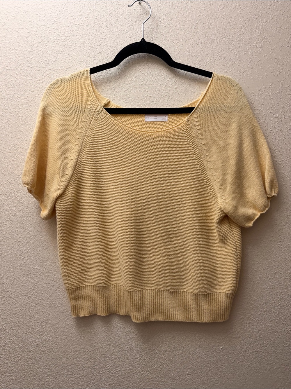 LC Lauren Conrad Pale Yellow Short-Sleeve Crewneck Sweater